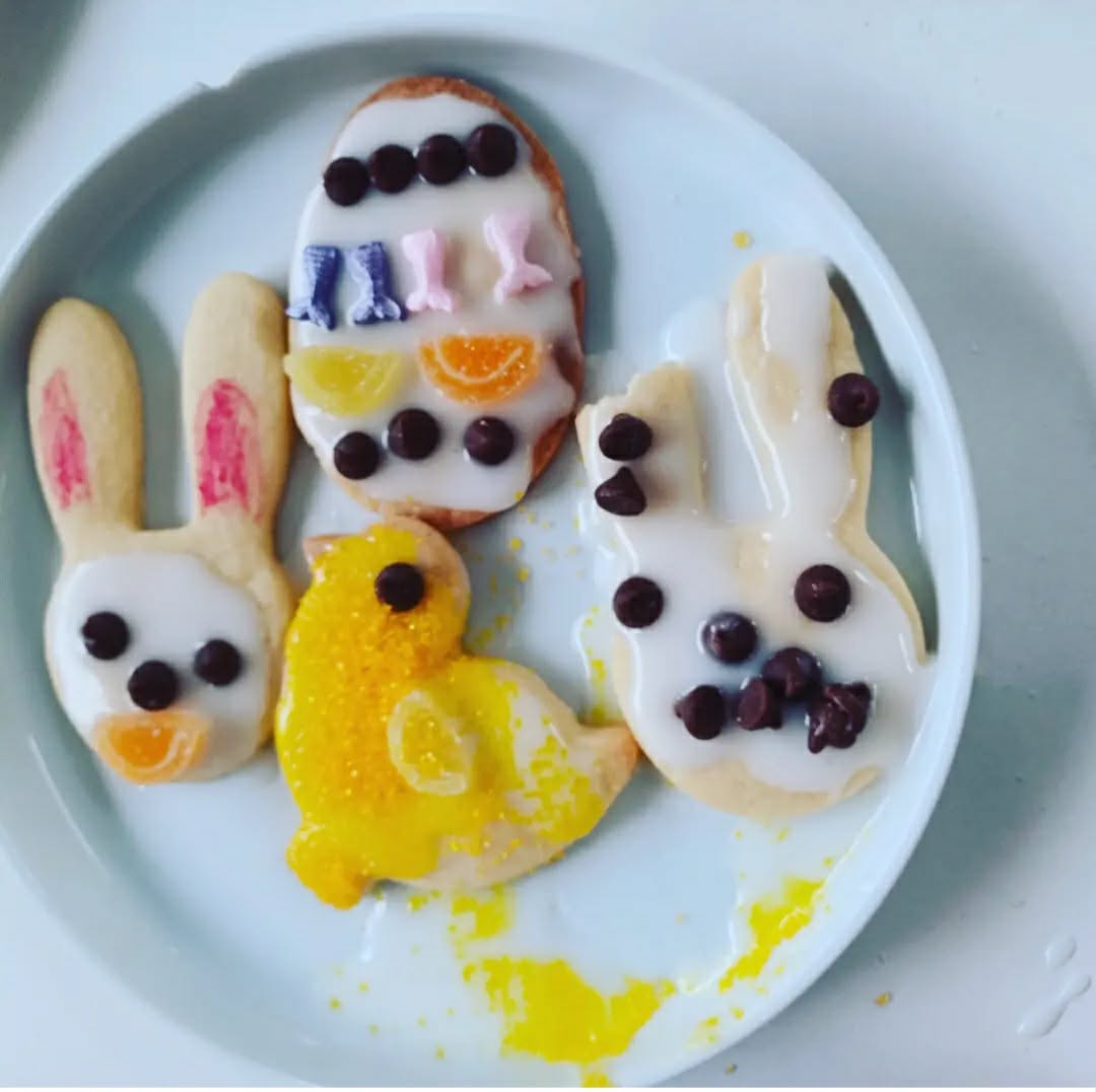 Decorated Easter biscuits the children baked