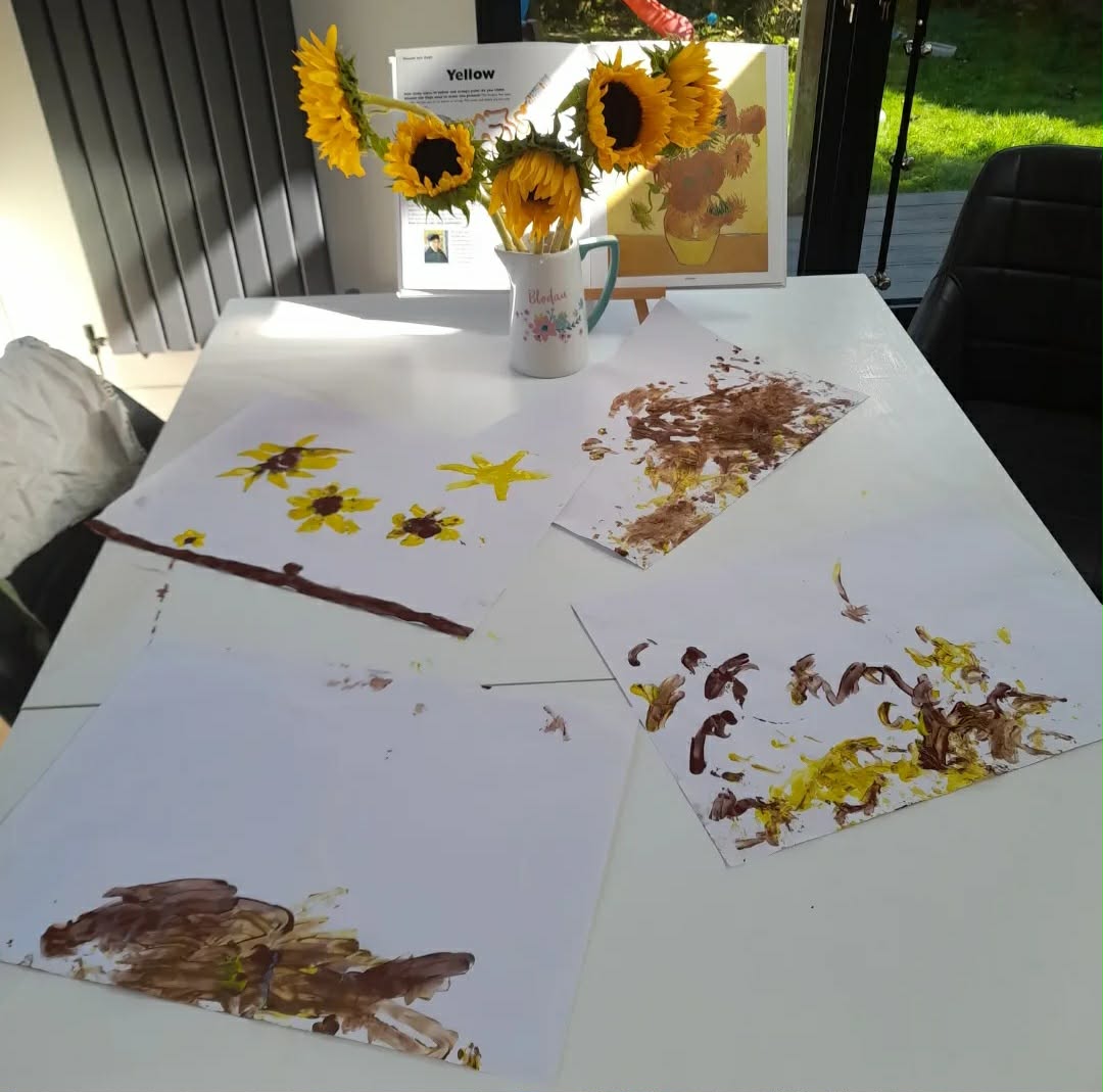 Sunflower paintings inspired by Van Gogh